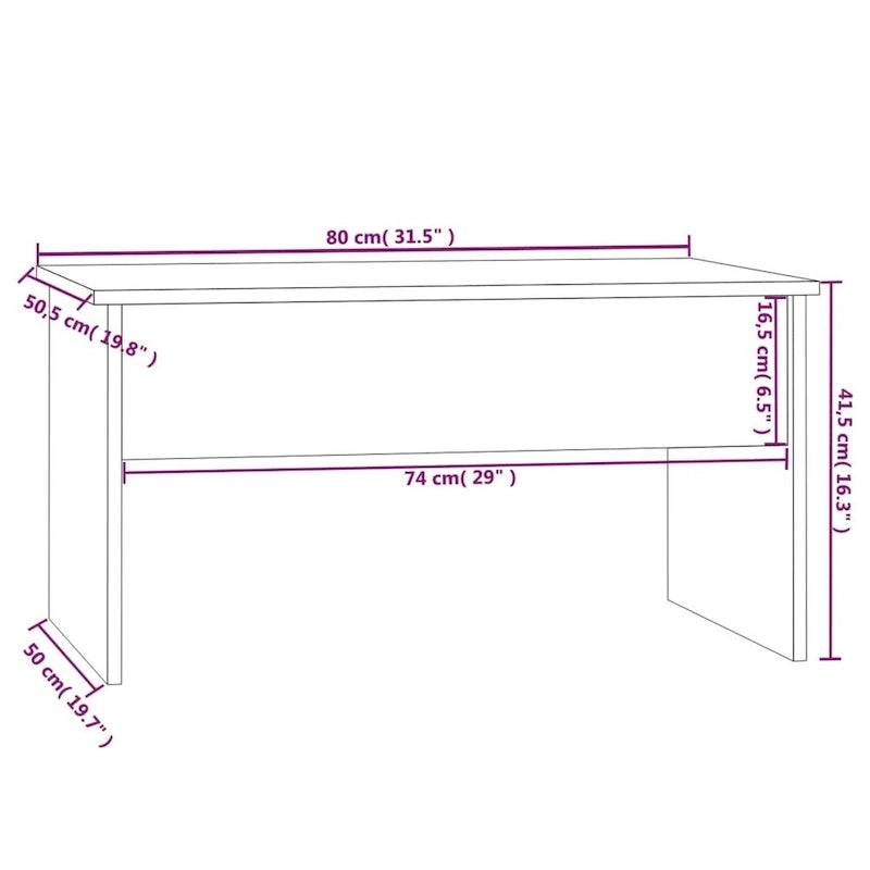 vidaXL Table basse à plateau relevable, bout de canapé, table d'appoint, bois d'ingénierie - 80 x 50,5 x 41,5 cm