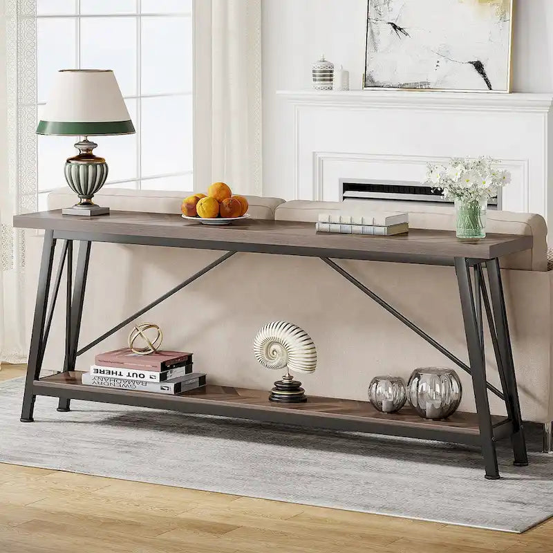 Console de canapé industrielle en bois pour entrée ou couloir
