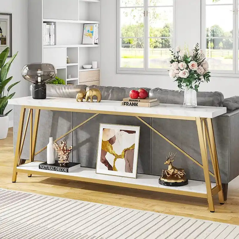 Console de canapé industrielle en bois pour entrée ou couloir