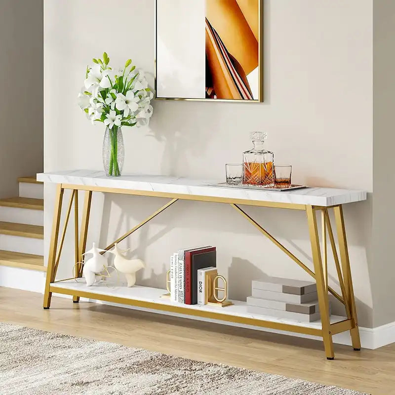 Console de canapé industrielle en bois pour entrée ou couloir