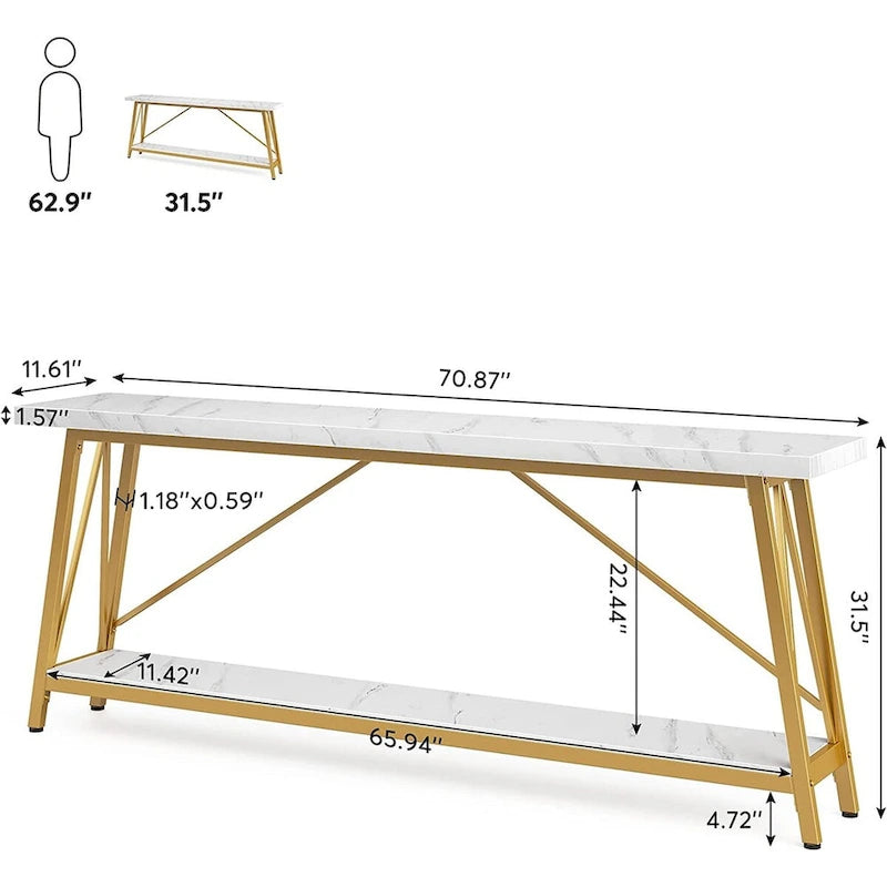 Console de canapé industrielle en bois pour entrée ou couloir