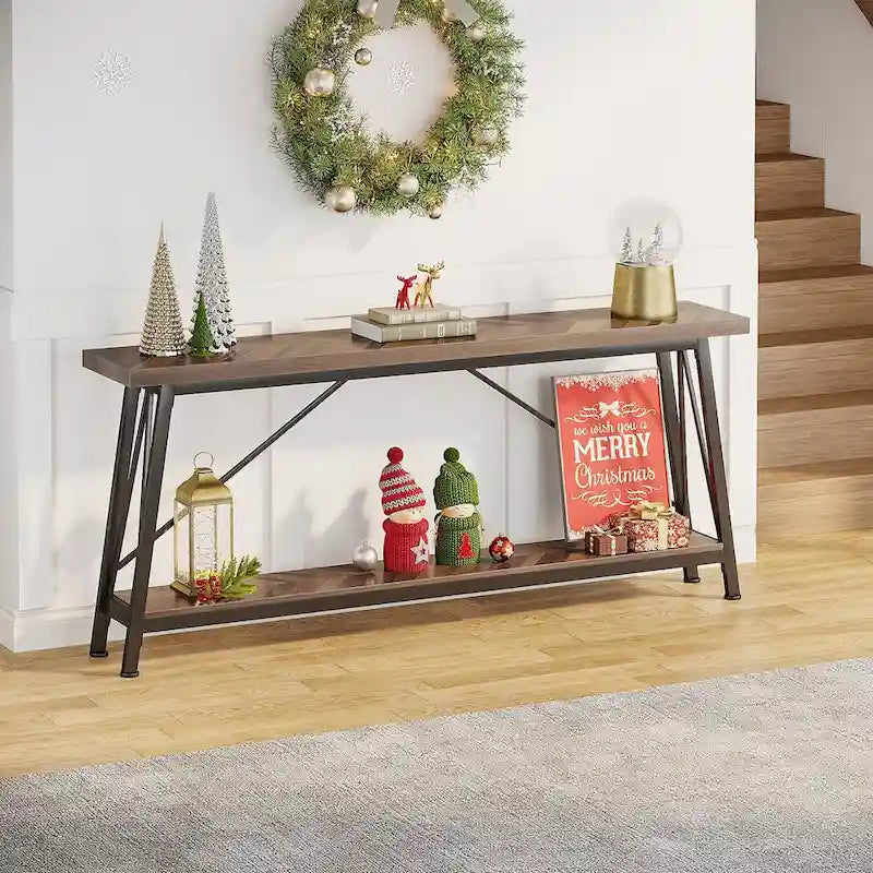Console de canapé industrielle en bois pour entrée ou couloir