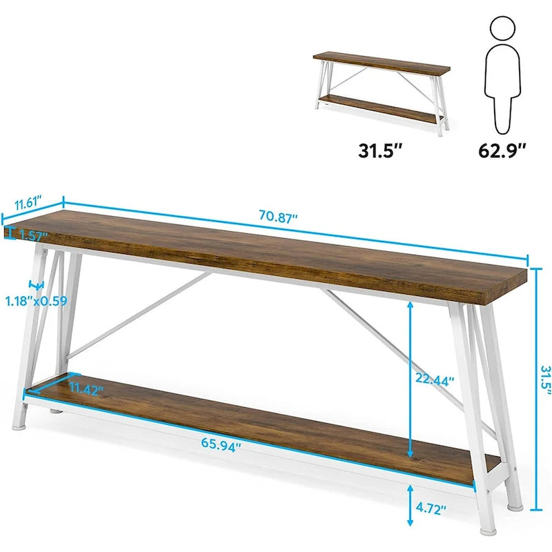 Console de canapé industrielle en bois pour entrée ou couloir