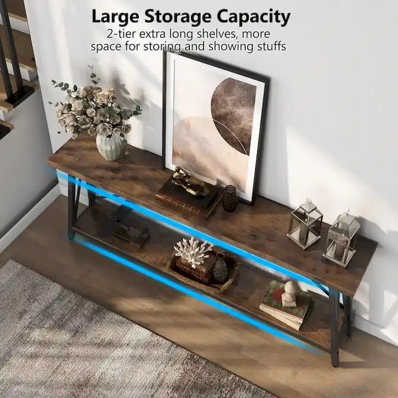 Console de canapé industrielle en bois pour entrée ou couloir