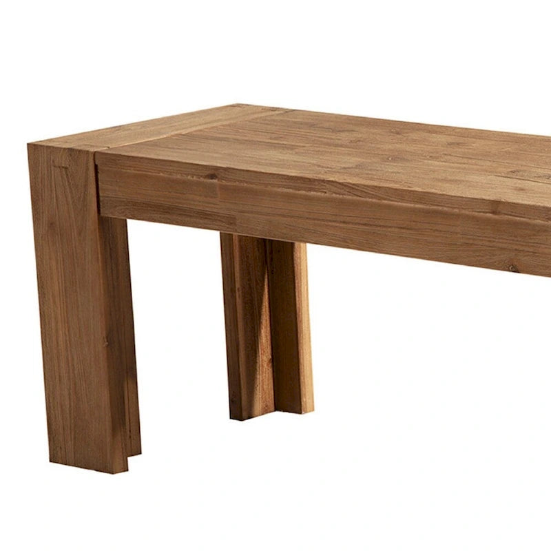 Banc en bois d'acacia massif avec pieds en équerre, marron - 18 H x 58 L x 16 P pouces