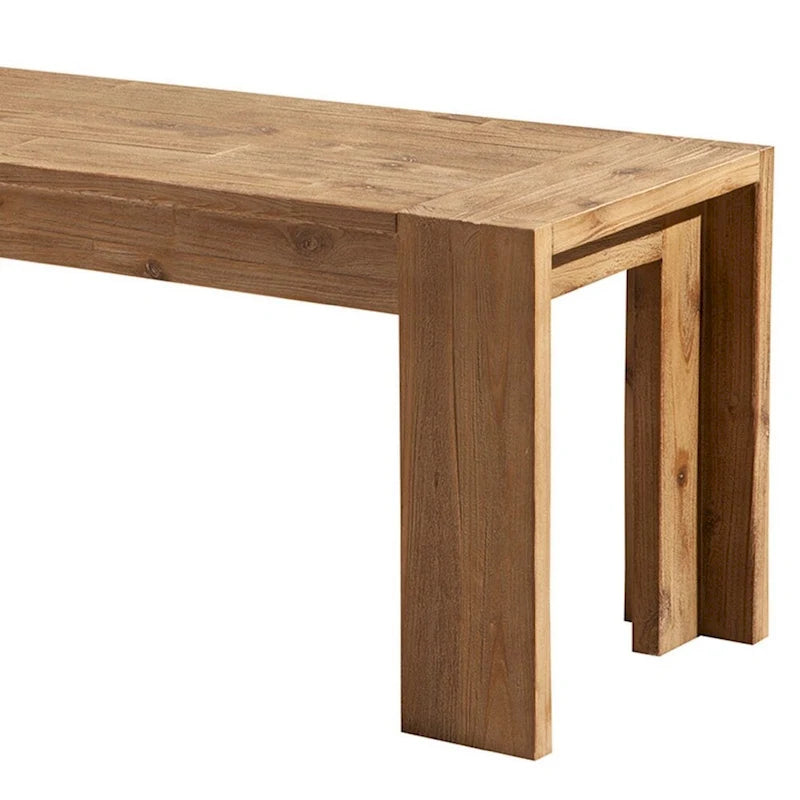 Banc en bois d'acacia massif avec pieds en équerre, marron - 18 H x 58 L x 16 P pouces
