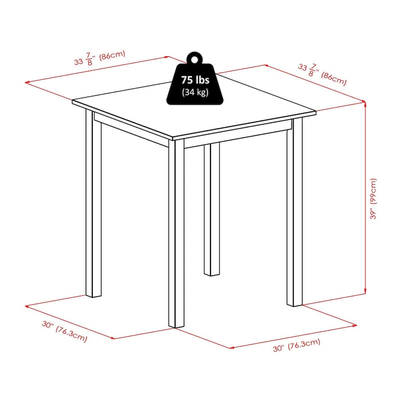 Table haute 3 pièces avec tabourets de bar à dossier en V, noyer