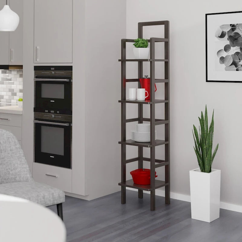 Étagère à boulanger Aiden, étroite, café - 14,72 x 13,86 x 70,71 pouces