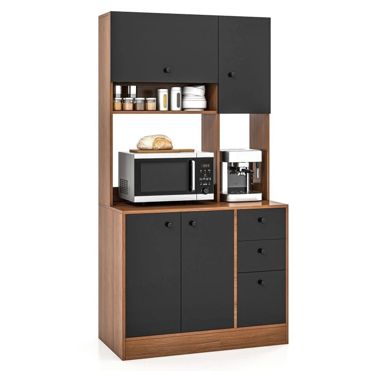 Garde-manger de cuisine de 180 cm avec 3 armoires de rangement et 3 tiroirs profonds