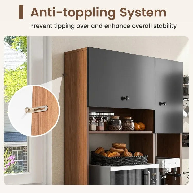 Garde-manger de cuisine de 180 cm avec 3 armoires de rangement et 3 tiroirs profonds
