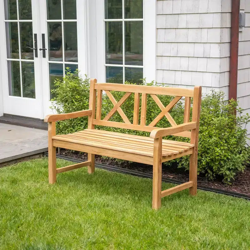 Nordic Teak 47 2 Person Natural Outdoor, Patio and Garden Bench - Beige