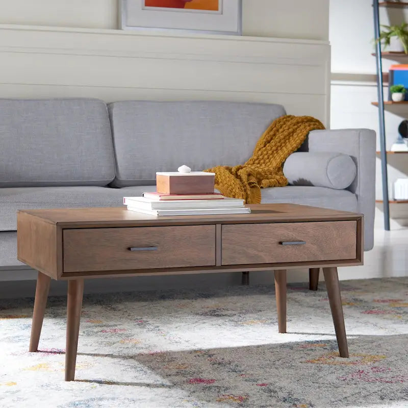 Table basse SAFAVIEH Sister Mid-Century à 2 tiroirs - 37,8 L x 19 P x 17,8 H - 38Lx19Px18H