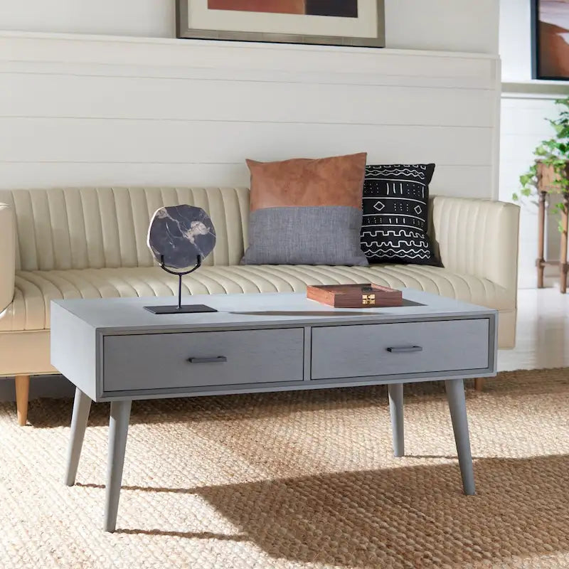 Table basse SAFAVIEH Sister Mid-Century à 2 tiroirs - 37,8 L x 19 P x 17,8 H - 38Lx19Px18H