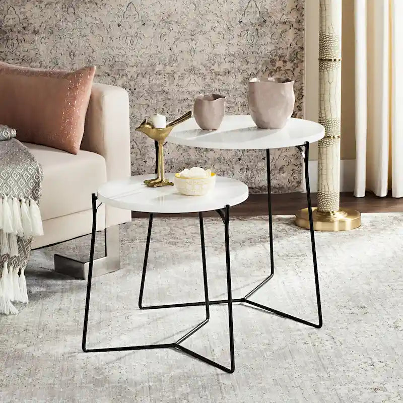 SAFAVIEH Marleen Table d'appoint empilable du milieu du siècle - 48x48x53 cm