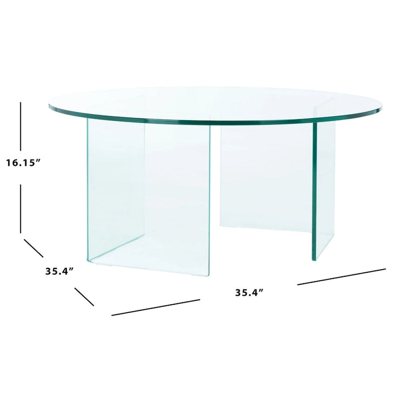 Table basse en verre trempé SAFAVIEH Annice - 35 L x 35 P x 16 H - 35Lx35Px16H