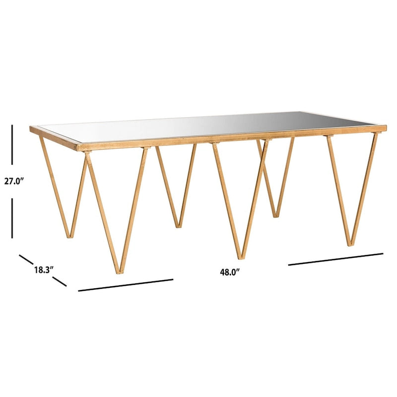 Table basse SAFAVIEH Armida en feuille d'or antique – 48 x 18,3 x 27 – 48 larg. x 18 prof. x 27 haut.