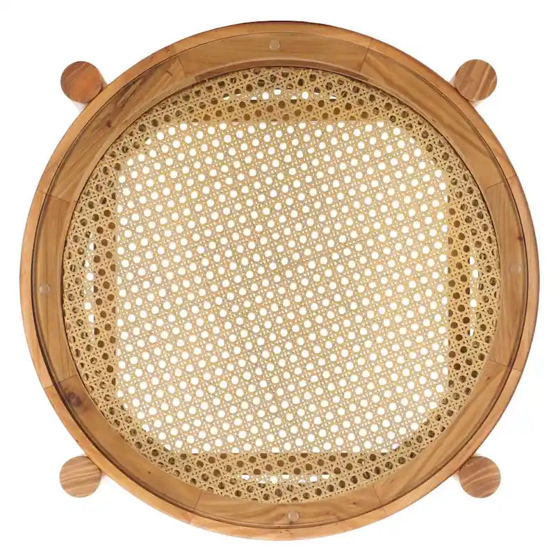 Table d'appoint Alberdine en rotin et verre SAFAVIEH Couture - 23 po larg. x 23 po prof. x 24 po haut. - 23 larg. x 23 prof. x 24 haut.