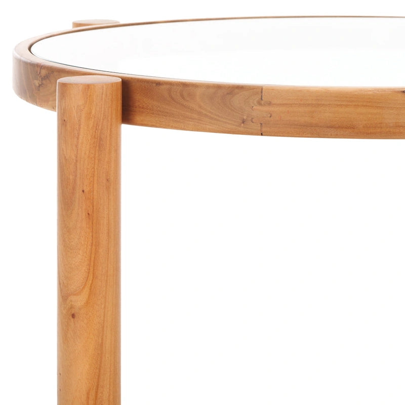 Table d'appoint Alberdine en rotin et verre SAFAVIEH Couture - 23 po larg. x 23 po prof. x 24 po haut. - 23 larg. x 23 prof. x 24 haut.