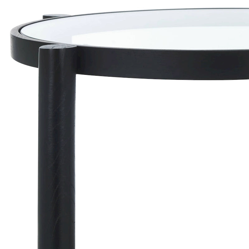 Table d'appoint Alberdine en rotin et verre SAFAVIEH Couture - 23 po larg. x 23 po prof. x 24 po haut. - 23 larg. x 23 prof. x 24 haut.
