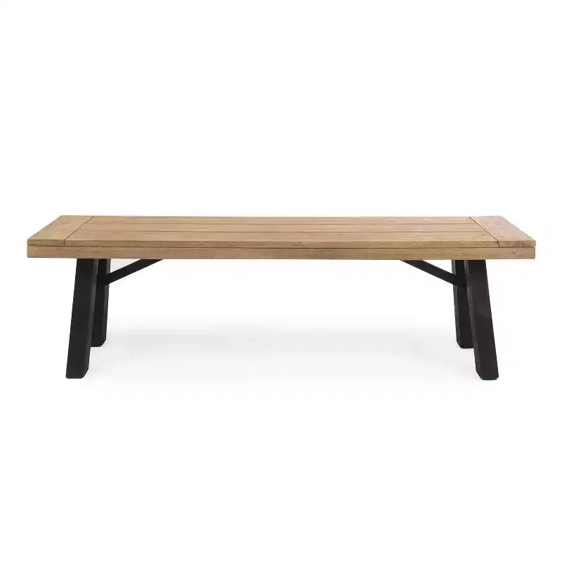 GDFStudio Betteravia Outdoor Acacia Wood Dining Bench, Brushed Gray/Brushed Mahogany
