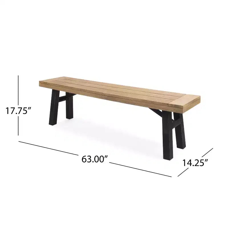 Banc de salle à manger d'extérieur en bois d'acacia GDFStudio Betteravia, gris brossé/acajou brossé