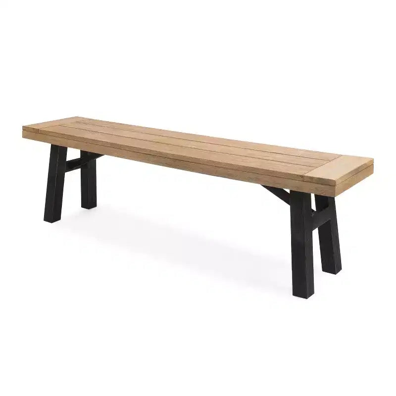 Banc de salle à manger d'extérieur en bois d'acacia GDFStudio Betteravia, gris brossé/acajou brossé
