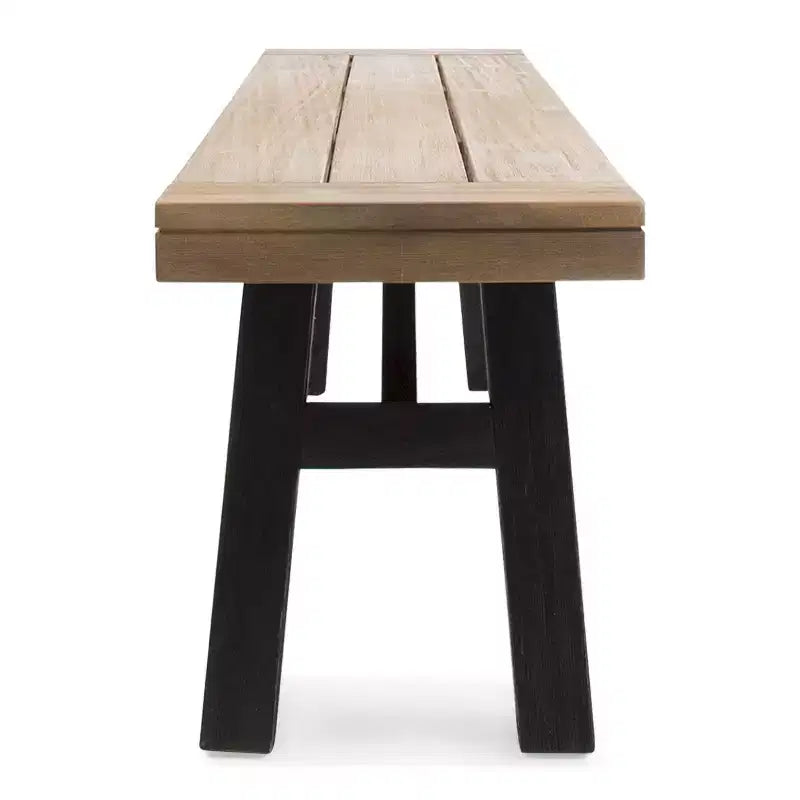 Banc de salle à manger d'extérieur en bois d'acacia GDFStudio Betteravia, gris brossé/acajou brossé