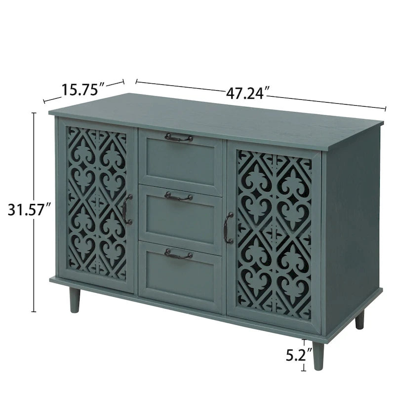 Meuble 2 Portes 3 Tiroirs Mobilier Américain Adapté pour Chambre - N/A