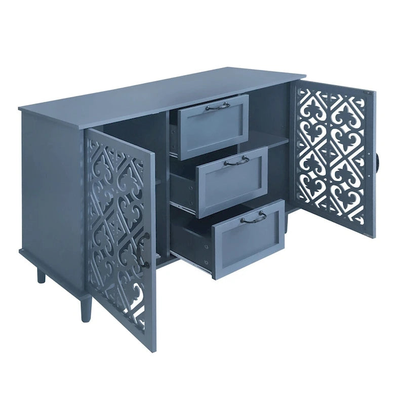 Meuble 2 Portes 3 Tiroirs Mobilier Américain Adapté pour Chambre - N/A