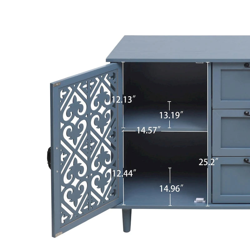 Meuble 2 Portes 3 Tiroirs Mobilier Américain Adapté pour Chambre - N/A