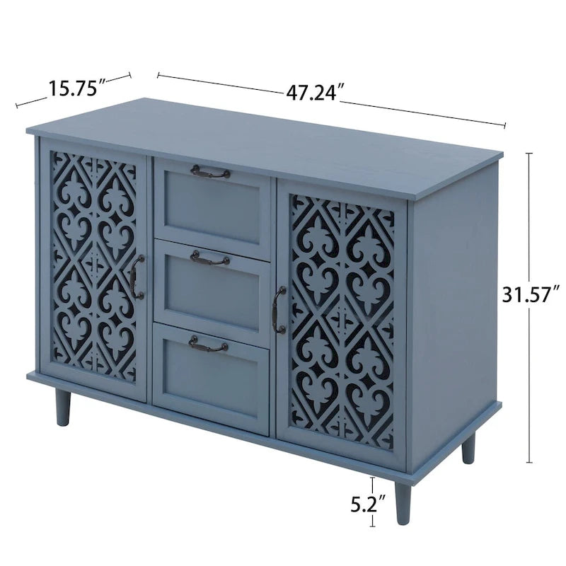 Meuble 2 Portes 3 Tiroirs Mobilier Américain Adapté pour Chambre - N/A