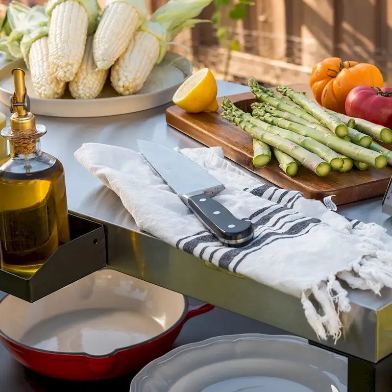 Chariot de préparation de barbecue Nexgrill en acier inoxydable avec double étagère