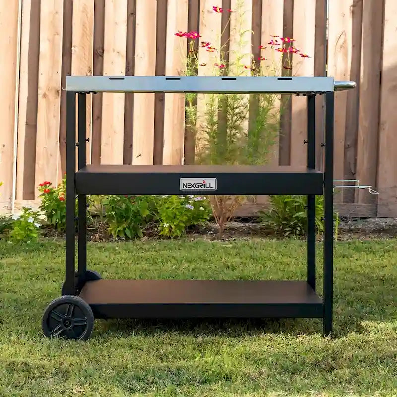 Chariot de préparation de barbecue Nexgrill en acier inoxydable avec double étagère