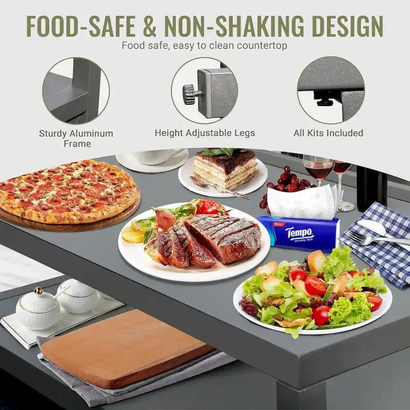 Meuble de rangement de cuisine d'extérieur en aluminium avec suspension murale, armoire de rangement pour barbecue autoportante