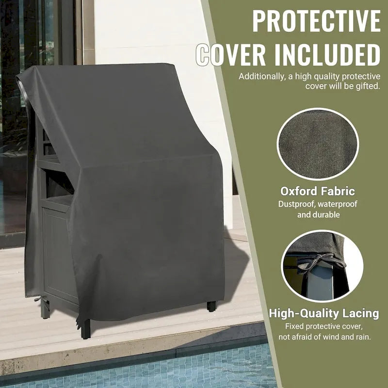 Meuble de rangement de cuisine d'extérieur en aluminium avec suspension murale, armoire de rangement pour barbecue autoportante