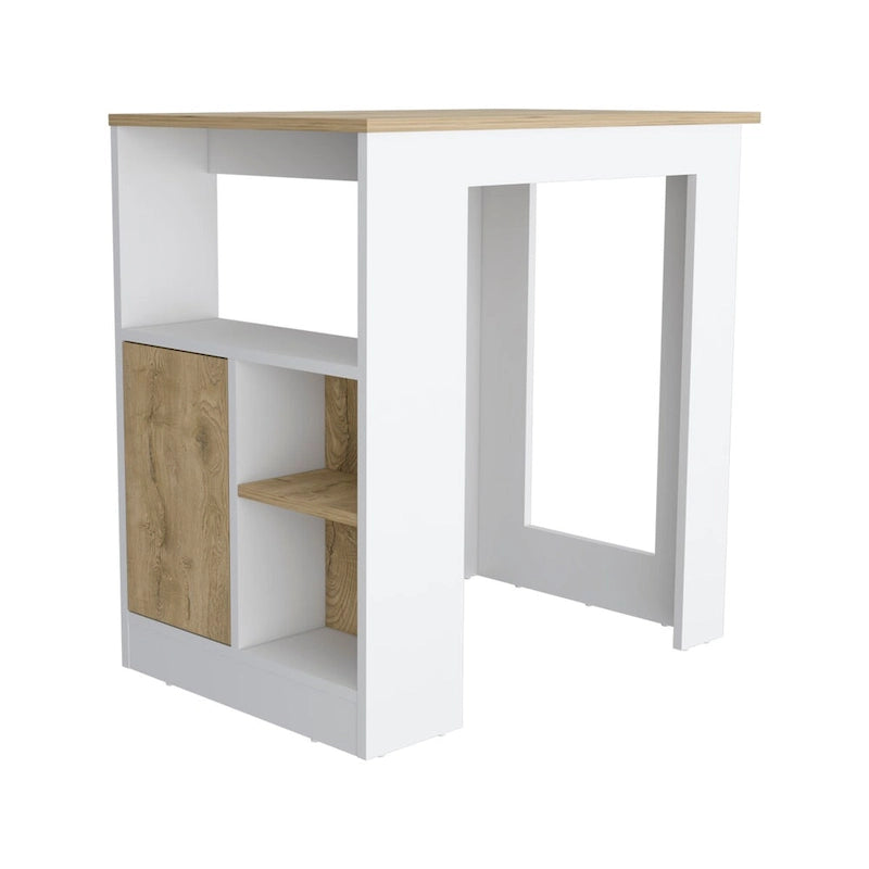 Îlot de cuisine avec meuble 1 porte système « Push to open » et étagères latérales