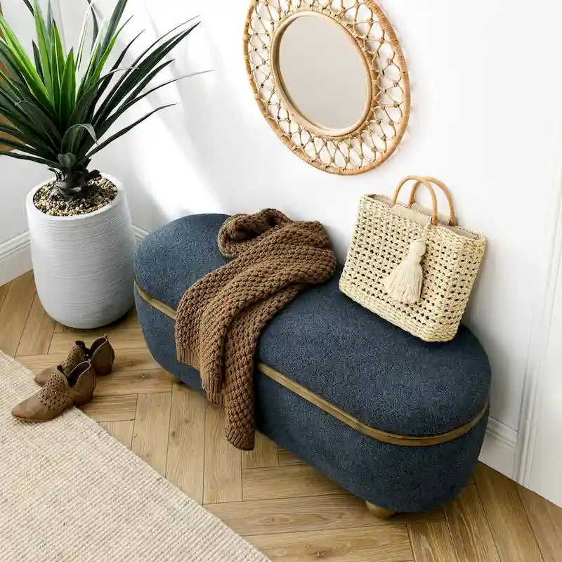 Banc de rangement ottoman, banc de lit ottoman rembourré avec rangement et assise, grand banc de rangement pour couvertures