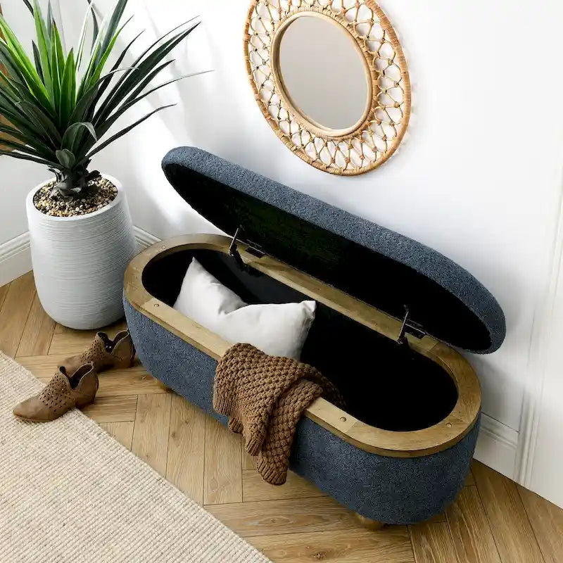 Banc de rangement ottoman, banc de lit ottoman rembourré avec rangement et assise, grand banc de rangement pour couvertures