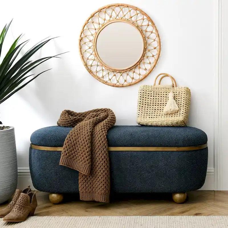 Banc de rangement ottoman, banc de lit ottoman rembourré avec rangement et assise, grand banc de rangement pour couvertures