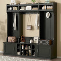 Meuble d'entrée 4 en 1 multifonctionnel avec porte-manteau et casiers à chaussures