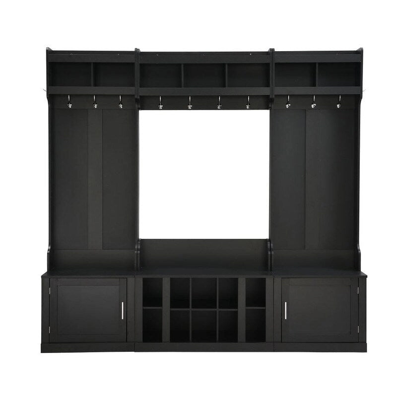Meuble d'entrée 4 en 1 multifonctionnel avec porte-manteau et casiers à chaussures