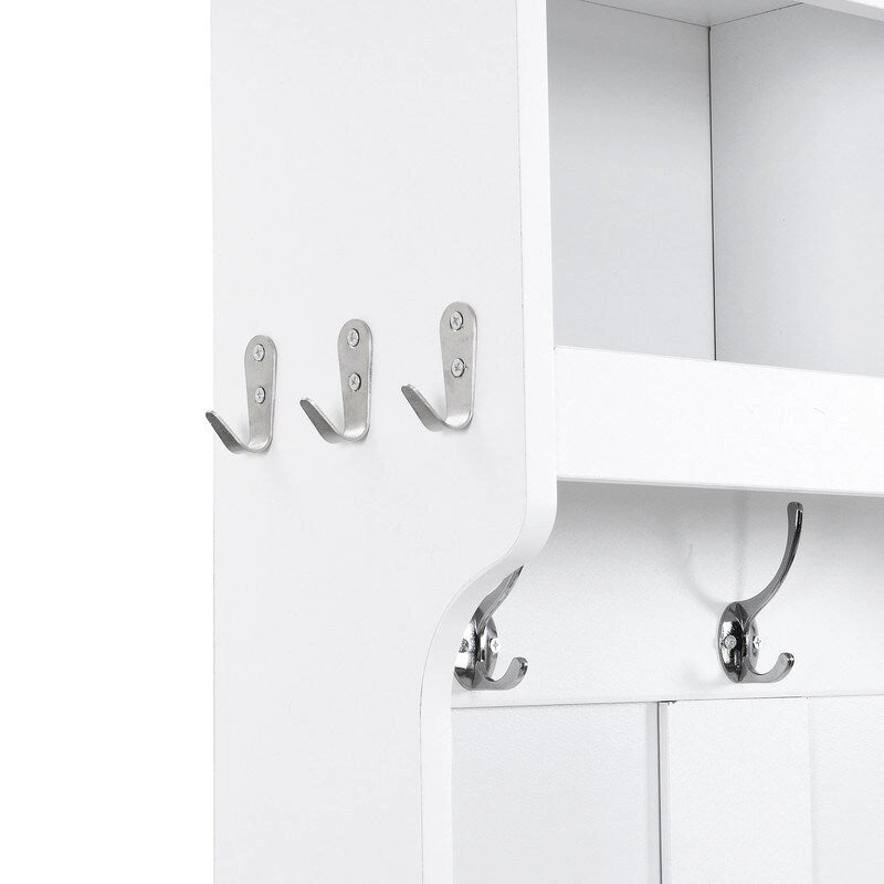 Meuble d'entrée 4 en 1 multifonctionnel avec porte-manteau et casiers à chaussures