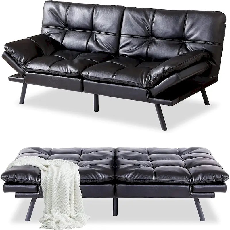 Canapé-lit futon, ensembles de futon en mousse à mémoire de forme en similicuir, canapé-lit convertible, canapé-lit 2 places pour petit espace