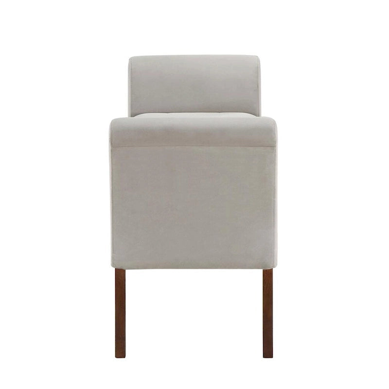 Banc de rangement en velours avec accoudoirs roulés