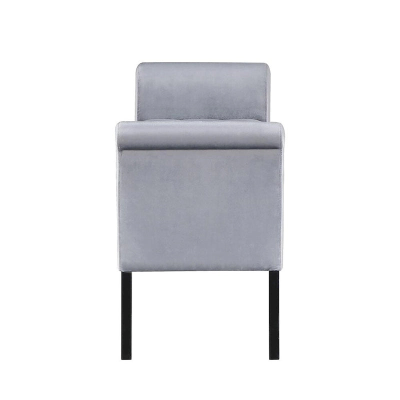 Banc de rangement en velours avec accoudoirs roulés