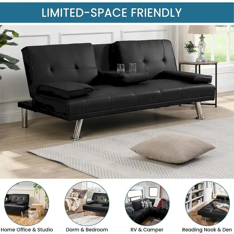 Canapé convertible moderne réglable - Canapé double inclinable en similicuir
