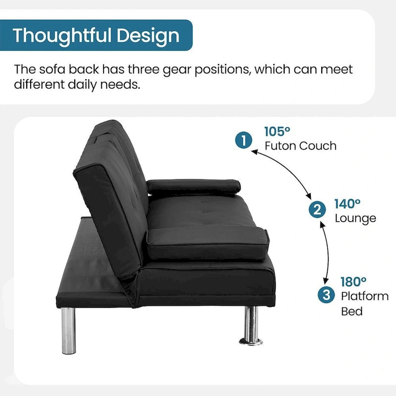 Canapé convertible moderne réglable - Canapé double inclinable en similicuir