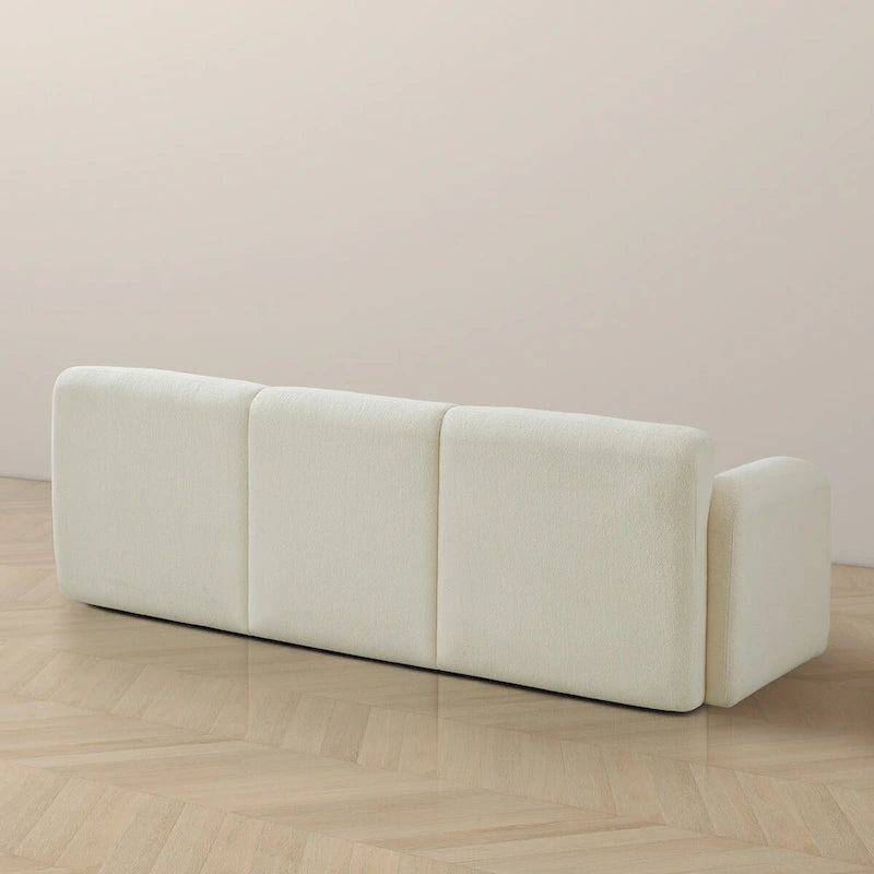 Canapé Bouclé Crème Touffeté Luxe Lumineux Milieu du Siècle Moderne