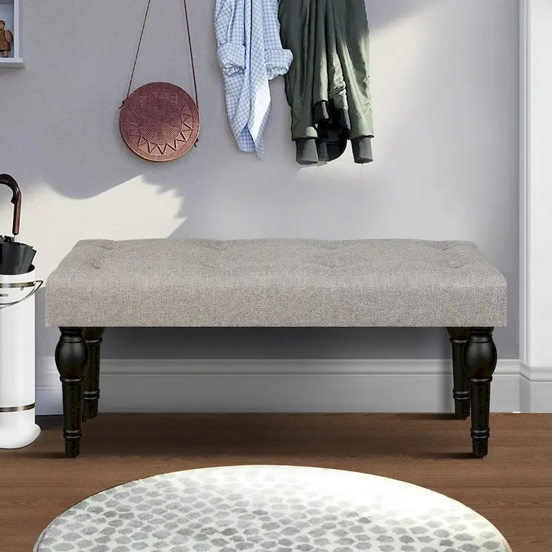 Banc de Chevet Capitonnage Français avec Pieds en Colonne Romaine Épaissie 4" pour Chambre, Salon, Entrée