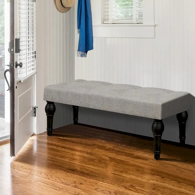 Banc de Chevet Capitonnage Français avec Pieds en Colonne Romaine Épaissie 4" pour Chambre, Salon, Entrée